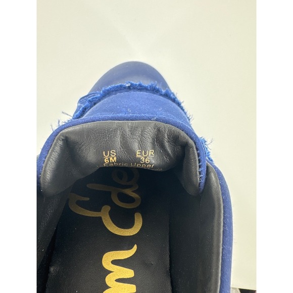 Sam Edelman Navy Blue Canvas Slip On Shoes, Frayed Trim Women US 6 EUR 36 NEW - Picture 6 of 7